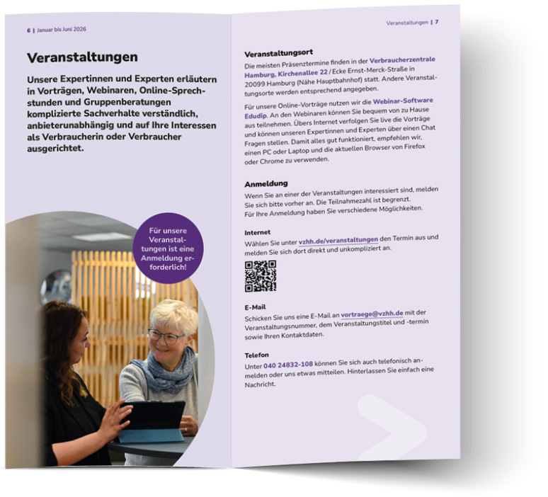 Verbraucherzentrale Hamburg: Veranstaltungskalender